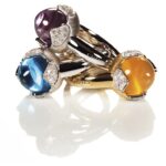 Grupo de anillos de oro de 18 quilates y priedras preciosas "Happiness" de Chimento.