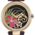 Detalle de la esfera del reloj Versace Mystique Hibiscus