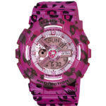 Reloj Casio Baby-G para mujer en rosa con manchas tipo leopardo, BA-110-BC-4AER