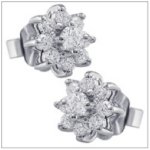 Pendientes oro blanco y diamantes en forma roseta