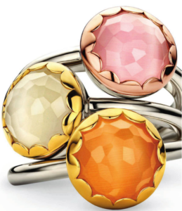 Anillos de oro con piedras de colores facetadas Ti Sento