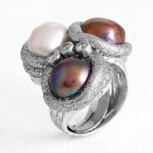 Anillo plata perlas