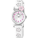 Reloj para comunión de niña Lotus con correa blanca, y detalles en rosa