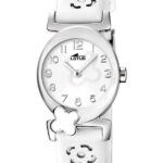 Reloj Lotus de niña en color blanco, con flor esmaltada, ref. 15949-1
