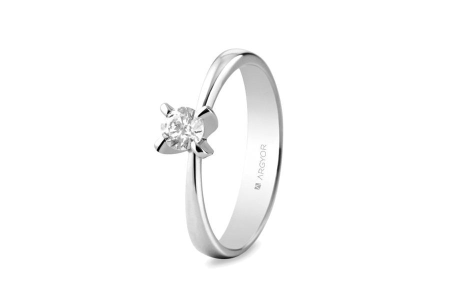 Anillo de compromiso en oro blanco y diamante de 0,34 quilates, color H, pureza SI, de Argyor.