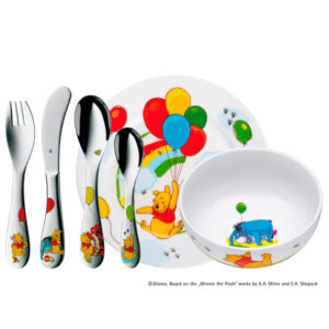 Set de cubiertos y vajilla de porcelana de Winnie de Pooh, WMF (pueden ser grabados).